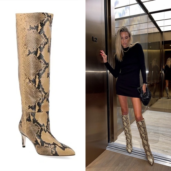 Paris Texas Shoes - Paris Texas Snake Snakeskin Leather Knee Length Boots, Sz IT 37 US 7, Rare Style